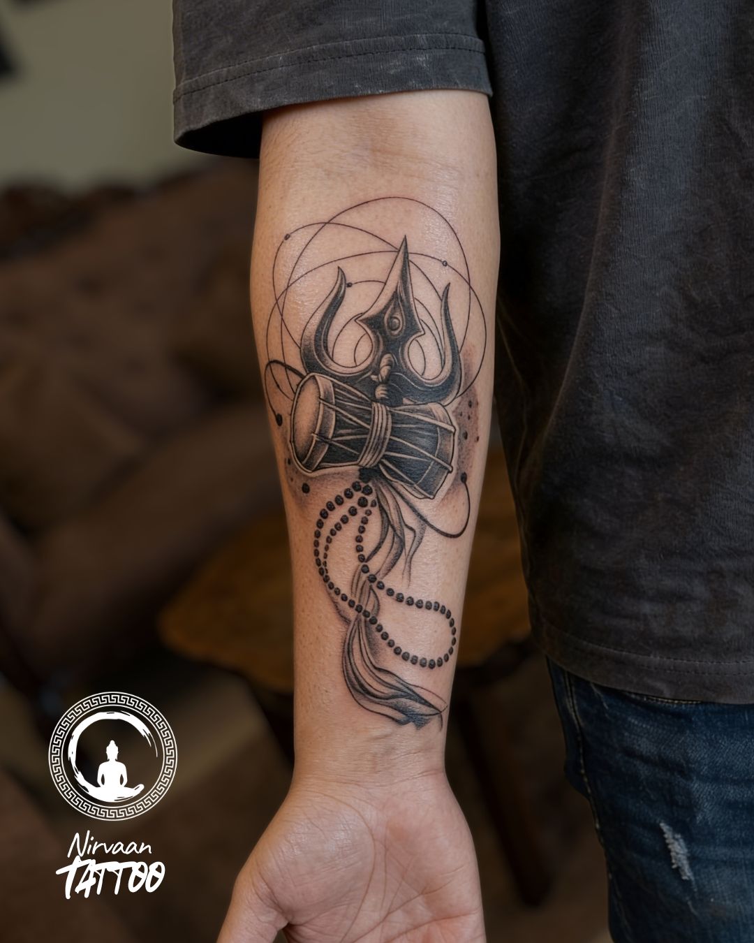 Shiva Trishul damroo tattoo